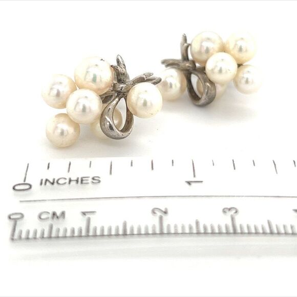 Mikimoto Estate Akoya Pearl Earrings Sterling Silver 6.65 mm 7.2 Gr M235 - Picture 5 of 13